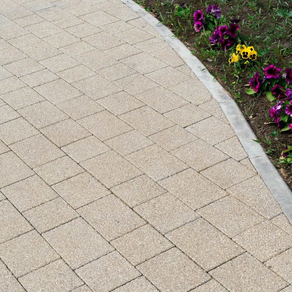 patterned paving tiles, cement brick floor background